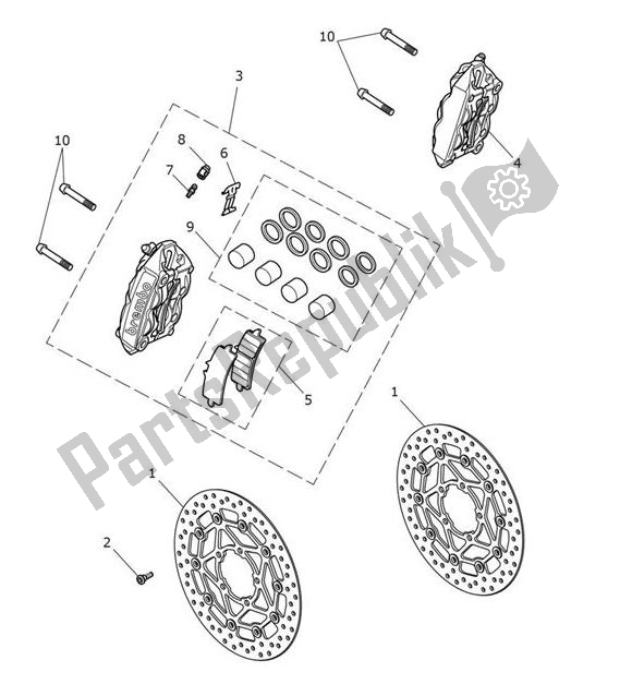 All parts for the Break Front of the Triumph Scrambler 1200 XE UP TO AC 8498 2019 - 2021
