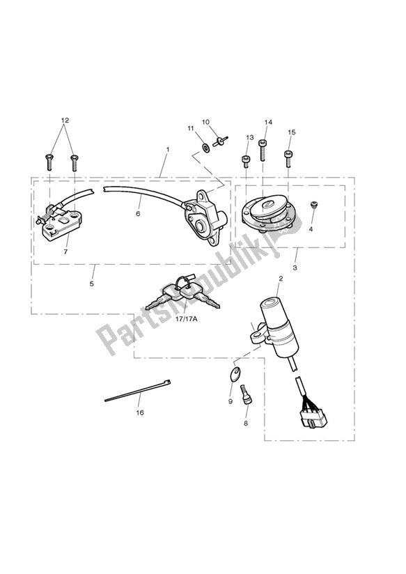 Todas las partes para Lockset Ignition Up To Vin356389, 361724-370065 Us, Up To 356464 Tw de Triumph Street Triple UP TO VIN 560476 675 2007 - 2012