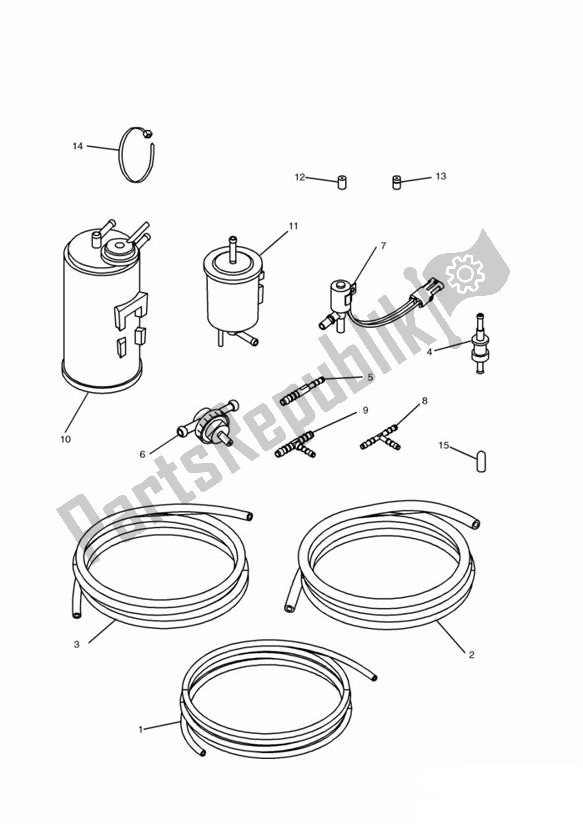 All parts for the Evap System 3zylinder of the Triumph Trophy UP TO VIN 29155 1215 2012 - 2017