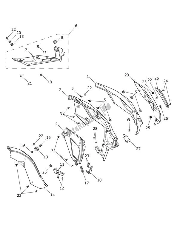 Toutes les pièces pour le Fairing Laterally Left du Triumph Tiger 1200 SE Alpine 1215 2020 - 2021