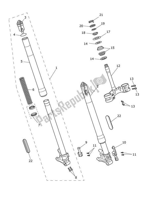 Alle onderdelen voor de Voorvering van de Triumph Speed Triple 1200 RR 1160 2021 - 2024