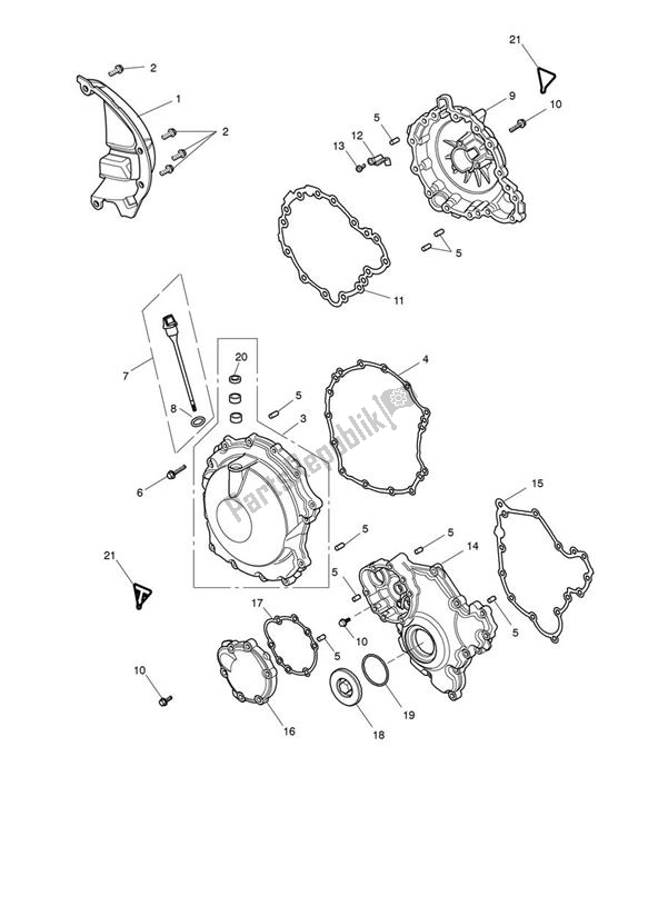 All parts for the Engine Cover of the Triumph Speed Triple S From VIN 735438 1050 2016 - 2018