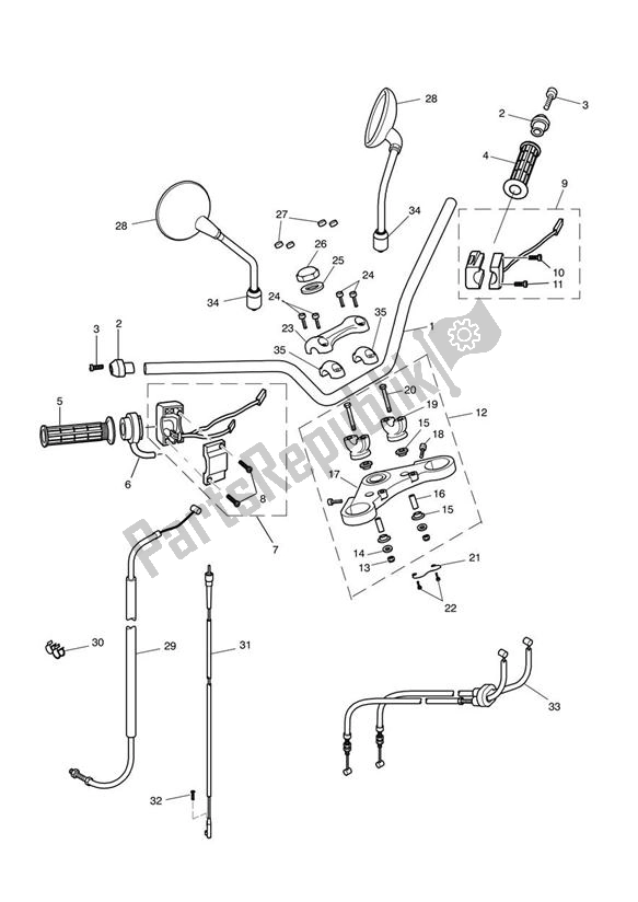 Alle onderdelen voor de Handlebar Switch van de Triumph Scrambler EFI UP TO 2015 865 2008 - 2016
