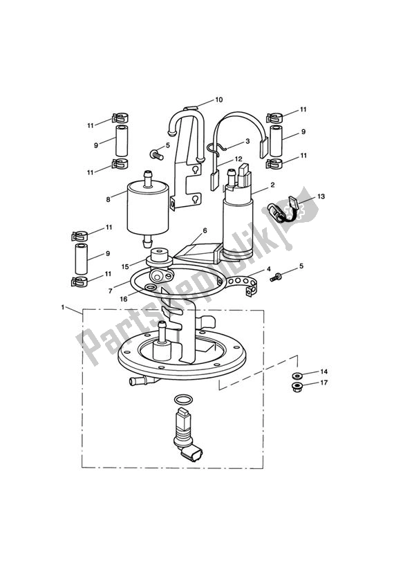 Todas as partes de Fuel Pump From Vin 211243 do Triumph Speed Four 599 2002 - 2006