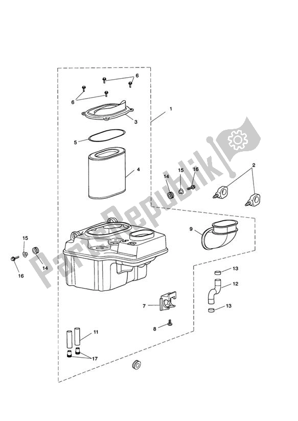 All parts for the Airbox (airfilter) of the Triumph Rocket III 2294 2004 - 2012