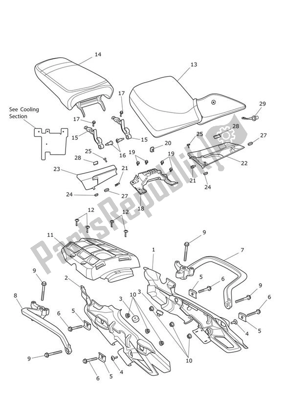 Tutte le parti per il Fairing Rear Seats del Triumph Tiger 800 2010 - 2020