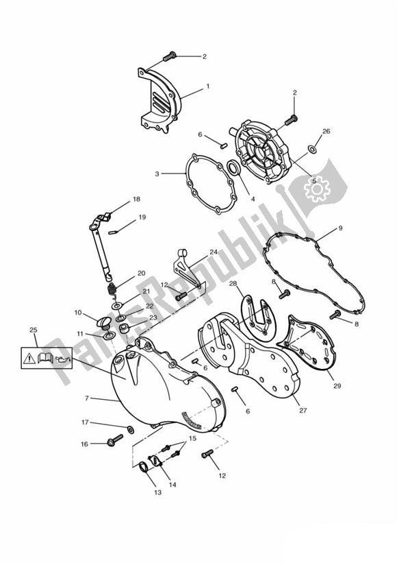 All parts for the Engine Cover of the Triumph Speed Triple 885/ 955 UP TO VIN 141871 1994 - 2001