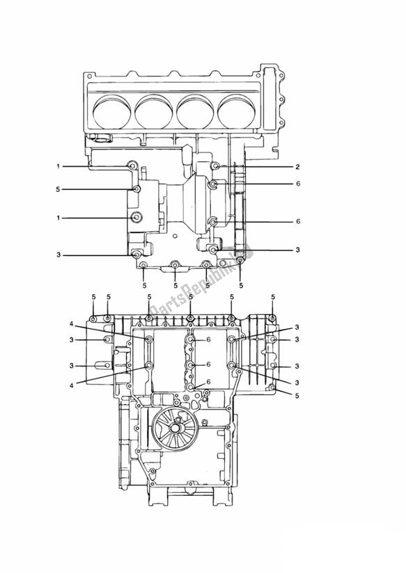 All parts for the Crankcase Screws 4zylinder From Vin012658 of the Triumph Trophy UP TO VIN 29155 1215 2012 - 2017