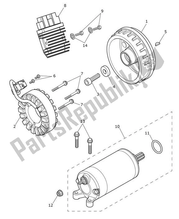 Todas as partes de Starter Generator do Triumph Scrambler 1200 XC UP TO AE 9097 2019 - 2020