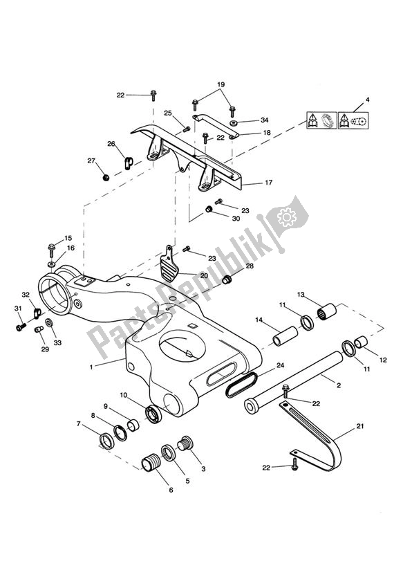 Todas as partes de Swingarm Single Sided Swingarm do Triumph Daytona 955I From VIN 132513 1997 - 2006