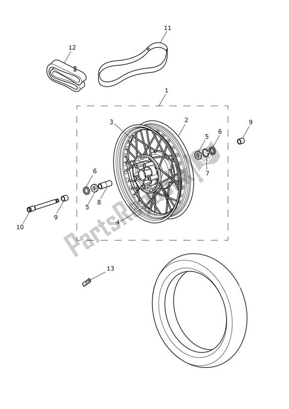 All parts for the Front Wheel of the Triumph Speedmaster 1200 From AC 1201 2022 - 2024