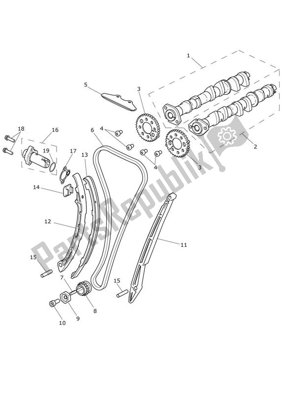 All parts for the Camshafts Timing Chain - Explorer Xrx of the Triumph Explorer XRX 1215 2015 - 2018