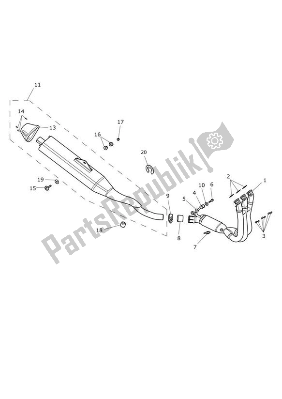Alle onderdelen voor de Uitlaat van de Triumph Trophy 1215 2013 - 2017