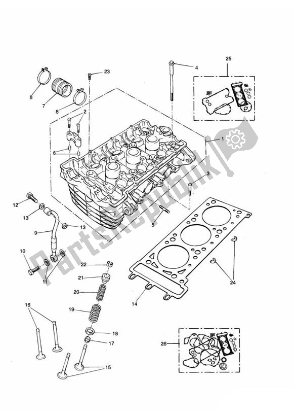 Todas as partes de Cabeça De Cilindro do Triumph Adventurer UP TO VIN 71698 885 1996 - 1998