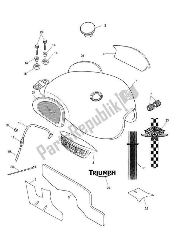 Wszystkie części do Zbiornik Paliwa Triumph Thruxton EFI 865 2008 - 2016