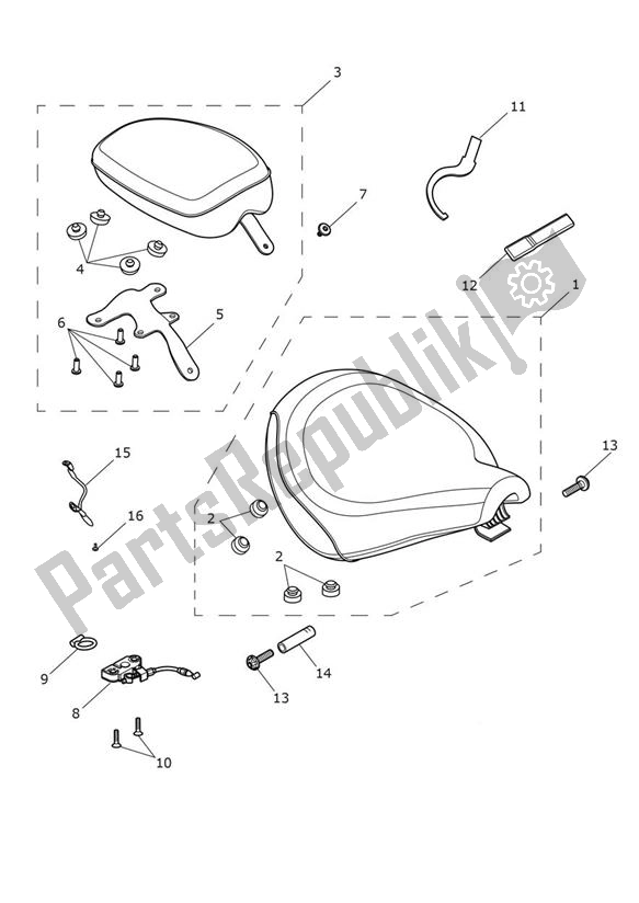 All parts for the Seat of the Triumph Speedmaster 1200 From AC 1201 2022 - 2024