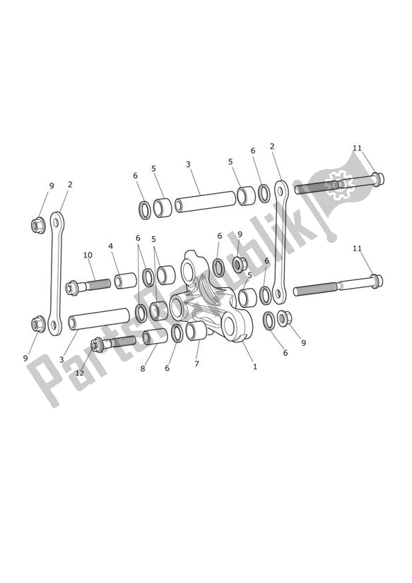 All parts for the Rear Suspension Linkage of the Triumph Tiger XR UP TO VIN 855531 1215 2015 - 2017