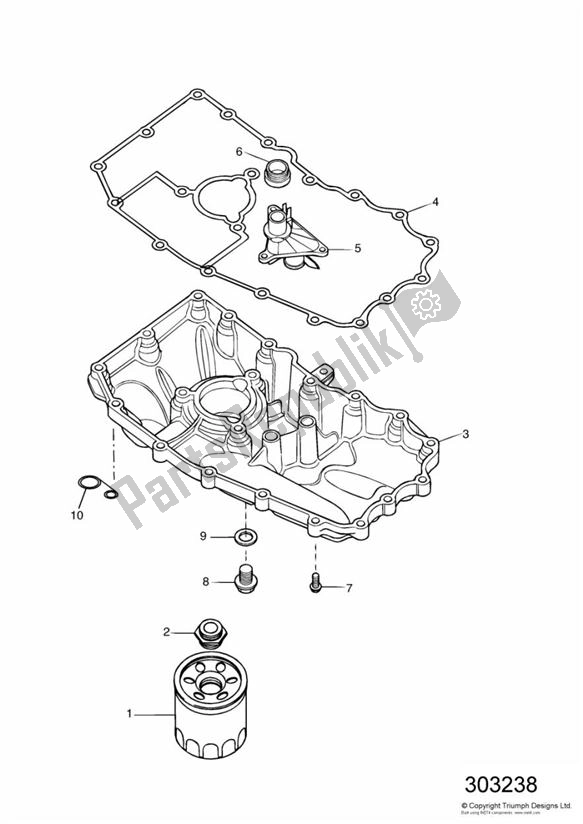 Todas as partes de Oil Sump do Triumph Sprint RS 955 From VIN 139277 2002 - 2004