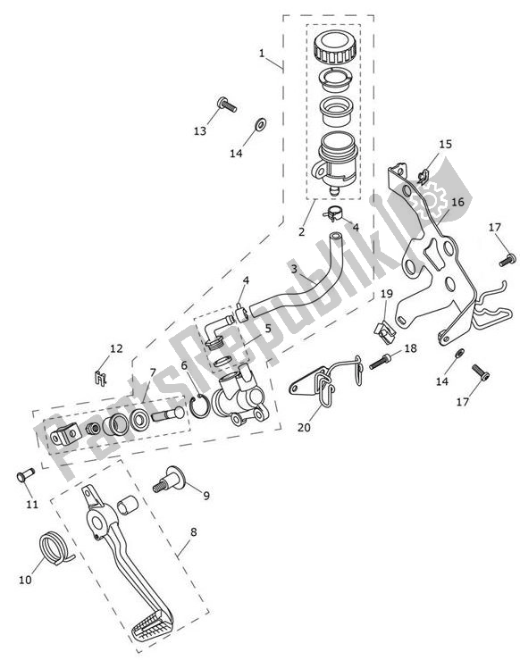 All parts for the Master Cylinder Assy Rear of the Triumph Speed Triple 1200 RS 1160 2021 - 2024