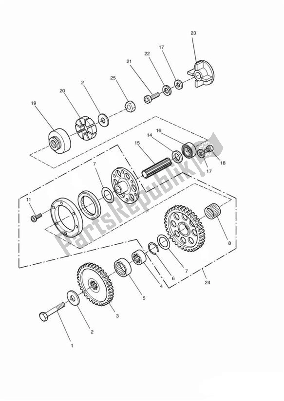 All parts for the Sprag Clutch of the Triumph Trophy UP TO VIN 29155 1215 2012 - 2017