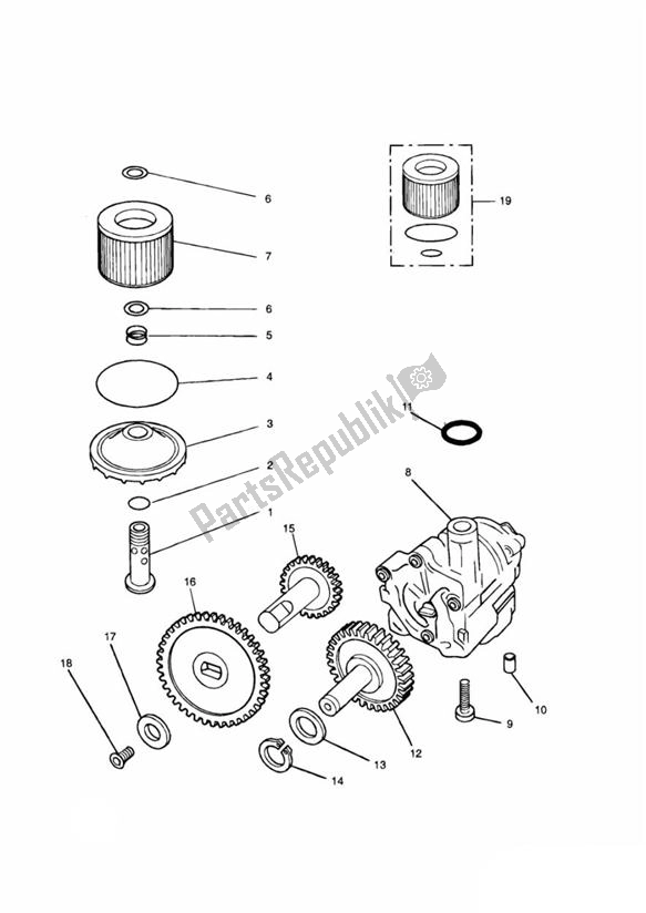 All parts for the Oilpump Lubrication of the Triumph Daytona 900 & 1200 885 1992 - 1997