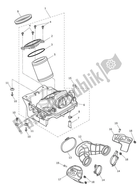 All parts for the Airbox (airfilter) of the Triumph Thunderbird LT 1699 2014 - 2018