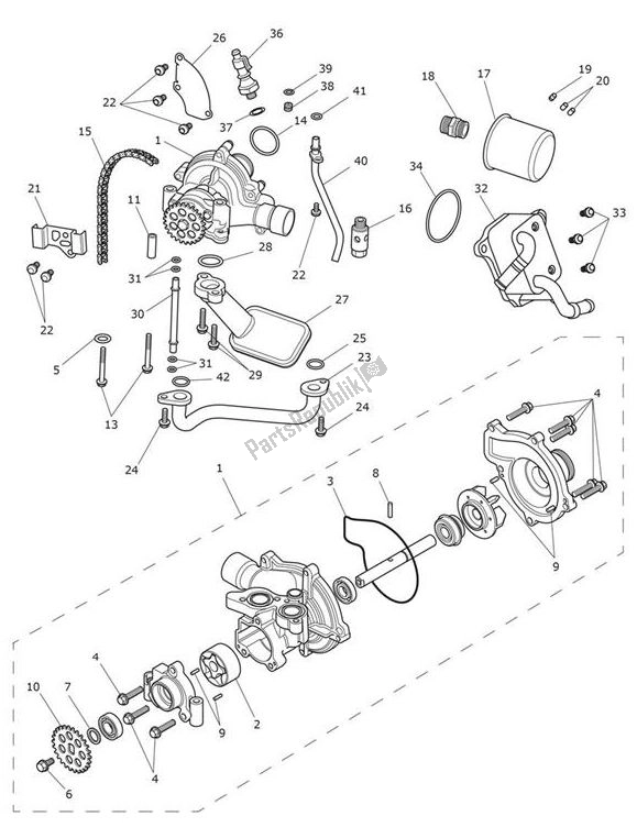 All parts for the Oilpump Lubrication of the Triumph Tiger XR From VIN 855532 1215 2018 - 2020