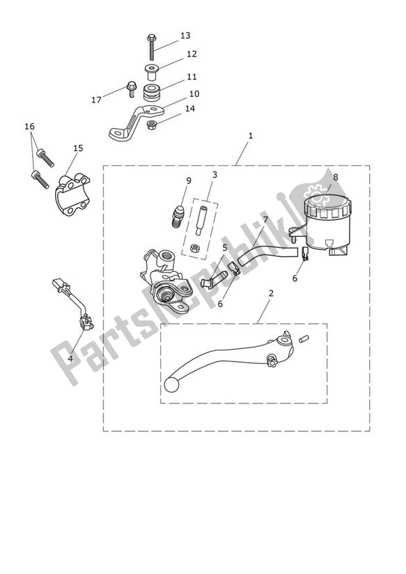 All parts for the Master Cylinder Assy Front of the Triumph Scrambler 1200 XC From AE 9098 2021 - 2024
