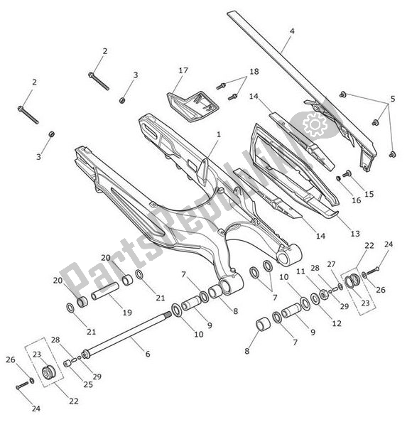 All parts for the Swingarm of the Triumph Tiger XRX From VIN 855532 1215 2018 - 2021