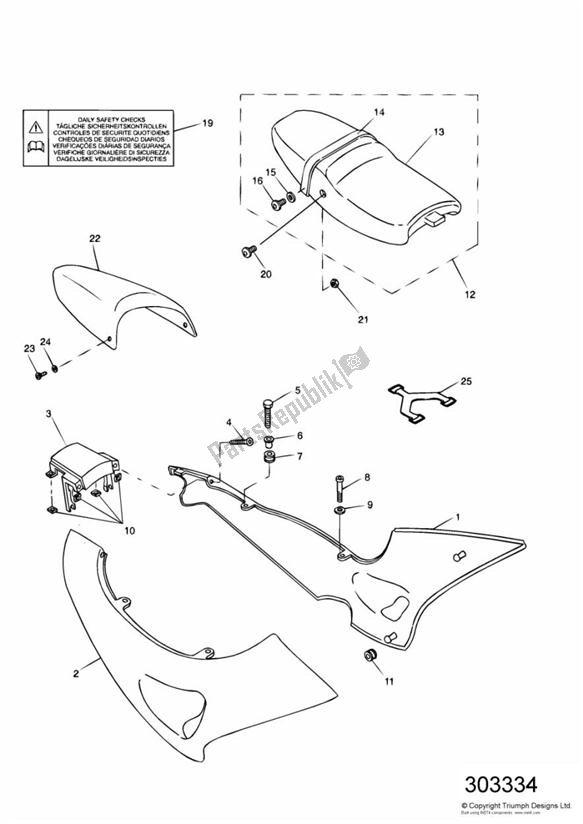 All parts for the Fairing Rear of the Triumph Sprint RS 955 From VIN 139277 2002 - 2004