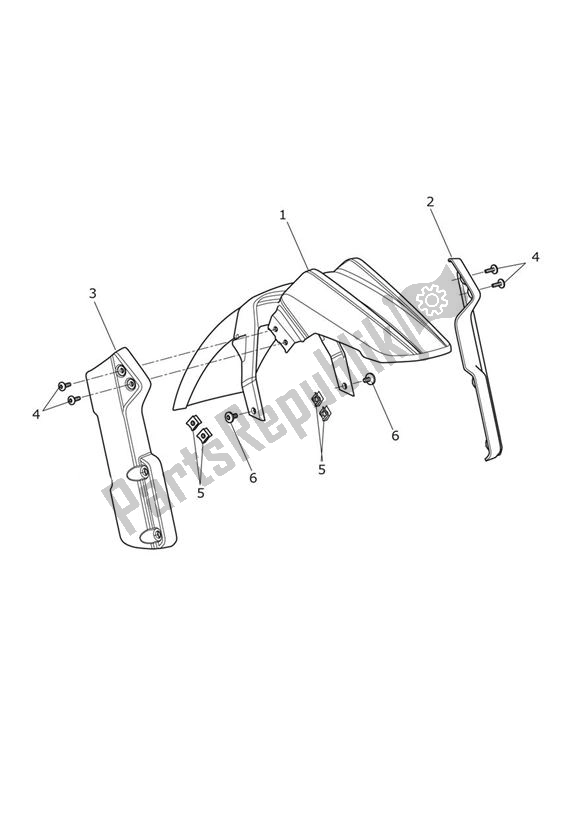 All parts for the Mudguard Front - Explorer Xca of the Triumph Explorer XCA 1215 2015 - 2017