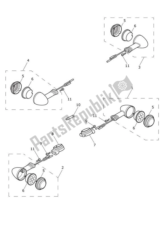 All parts for the Indicator of the Triumph Bobber From AC 1196 1200 2017 - 2021