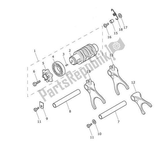 Todas as partes de Tambor Seletor De Engrenagem do Triumph Tiger XCA From VIN 855532 1215 2018 - 2021