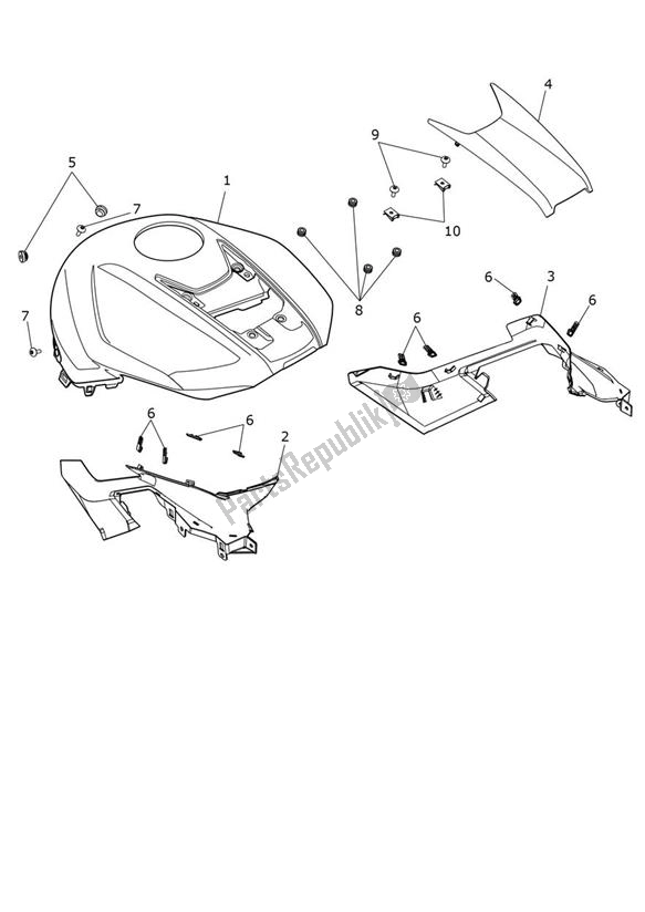 Todas as partes de Fueltank Fairing do Triumph Street Triple Moto2 765 2020 - 2024
