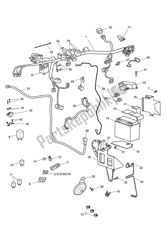 Alle onderdelen voor de Elektrische Apparatuur van de Triumph America LT 1699 2014 - 2017