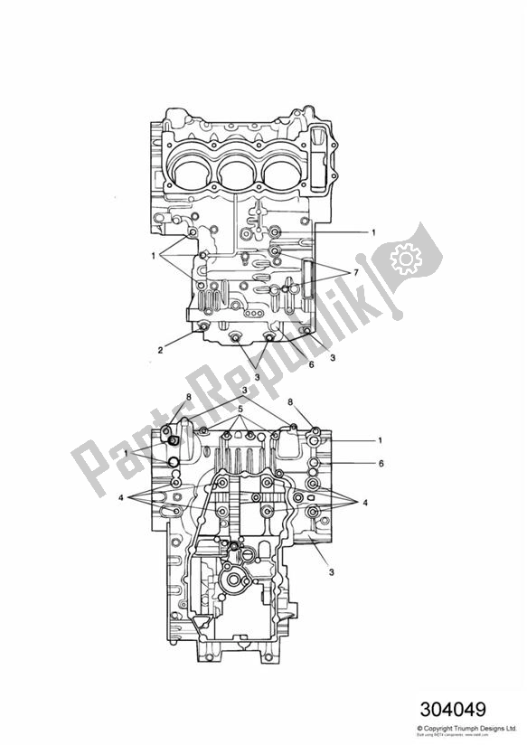 Toutes les pièces pour le Crankcase Screws du Triumph Tiger 955I Spoked 2001 - 2006