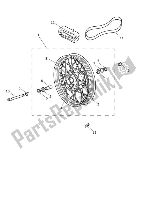 Alle onderdelen voor de Voorwiel van de Triumph Bobber From AC 1196 1200 2017 - 2021