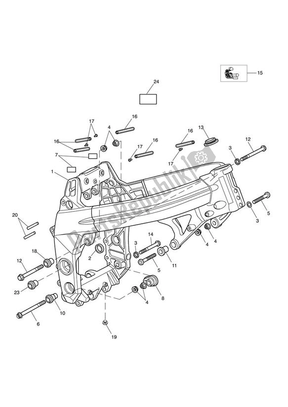 Alle onderdelen voor de Main Frame Assembly van de Triumph Sprint GT 1050 2011 - 2016
