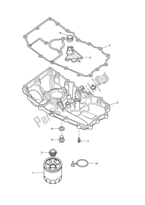 All parts for the Oil Sump of the Triumph Speed Triple R UP TO VIN 735436 1050 2012 - 2016