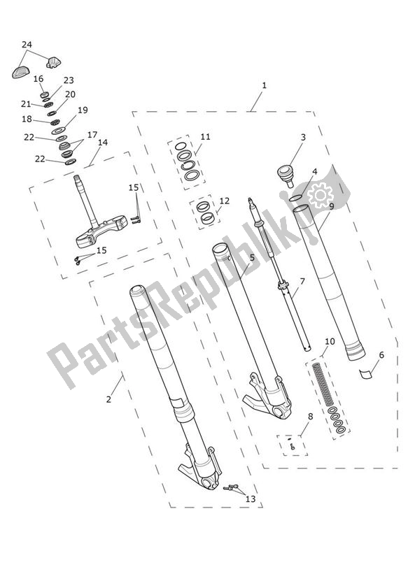 All parts for the Front Suspension - Explorer Xca of the Triumph Explorer XCA 1215 2015 - 2017