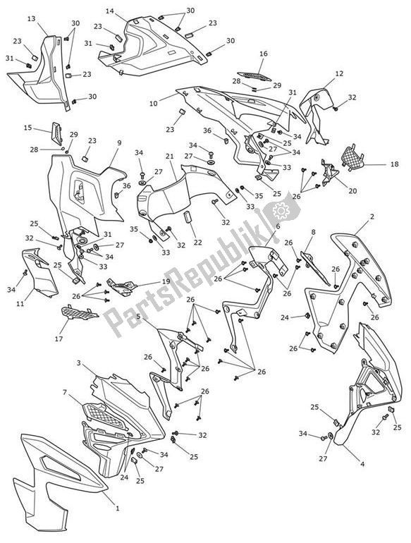 Alle onderdelen voor de Fairing Laterally van de Triumph Tiger 1200 Rally Explorer 1215 2022 - 2024