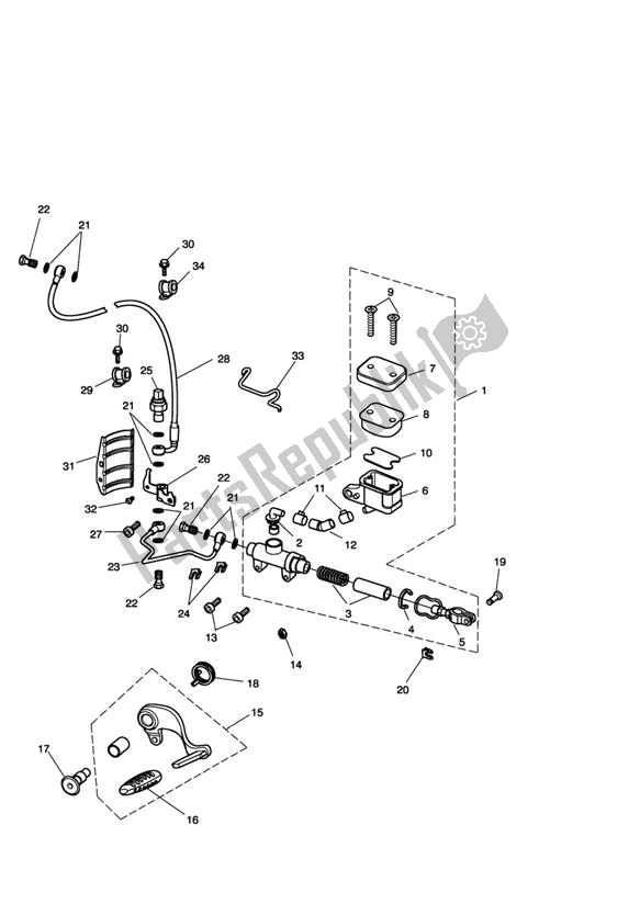 Toutes les pièces pour le Master Cylinder Assy Rear Riii & Classic du Triumph Rocket III Classic 2294 2006 - 2010