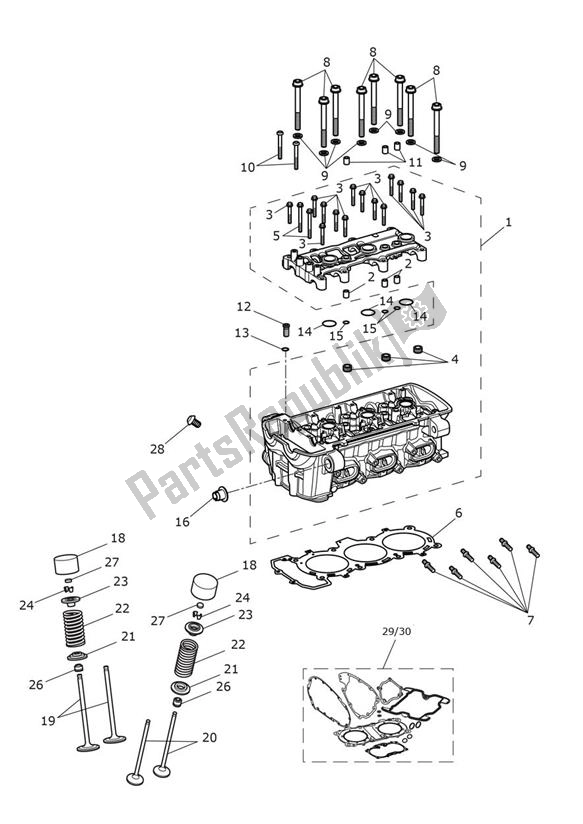 All parts for the Cylinder Head Valves of the Triumph Tiger 1200 XR 1215 2018 - 2020