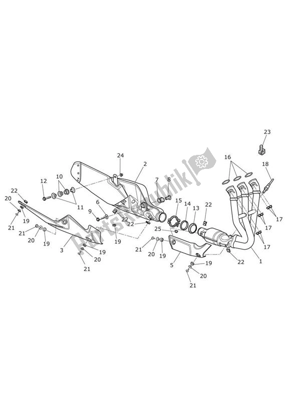 Alle onderdelen voor de Exhaust Standard van de Triumph Street Triple R & RX From VIN 560477 675 2012 - 2016