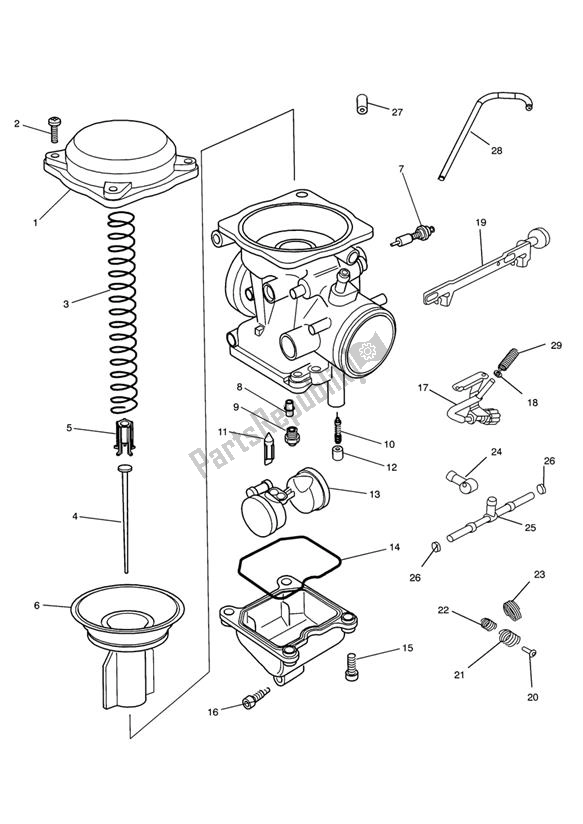 Alle onderdelen voor de Carburator Parts T100 van de Triumph Bonneville & T 100 Carburator 865 2001 - 2015