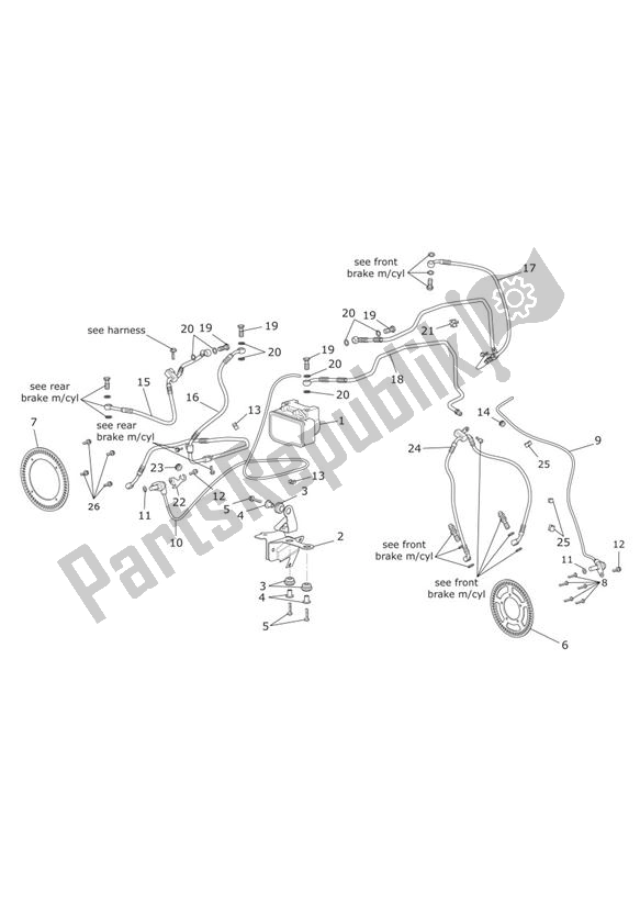 Wszystkie części do Abs Triumph Speed Triple 1050 From VIN 461332 2005 - 2010