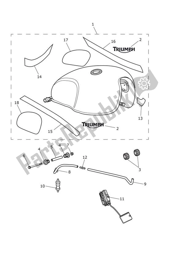 Todas as partes de Fueltank Sandstorm - Street Scrambler From Vin Ab9837 do Triumph Street Scrambler From AB 9837 900 2019 - 2021