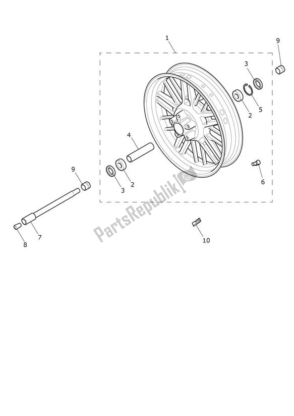 Alle onderdelen voor de Voorwiel van de Triumph Rocket 3 R 2458 2020 - 2024