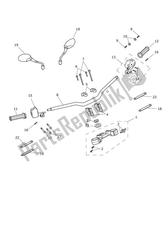 All parts for the Handlebar Switch of the Triumph Tiger XRX UP TO VIN 855531 1215 2015 - 2017