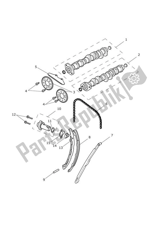 Todas las partes para Camshafts Timing Chain de Triumph Daytona 675 From VIN 564948 2017 - 2018